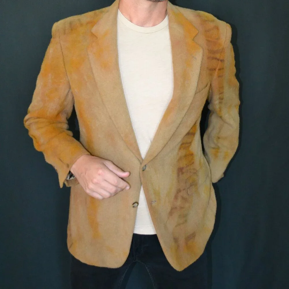 Vintage Camel Wool Jacket Coat Blazer Brown large XL tan camo black gray tie dye